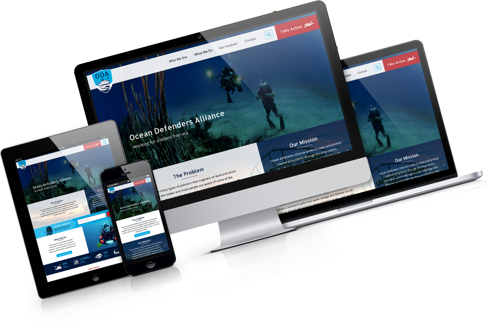 Ocean Defenders Alliance screen on different devices